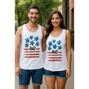 Lincoln Outfitters Tank Top Unisex Large Patriotic Stars Stripes USA  BBQ Picnic